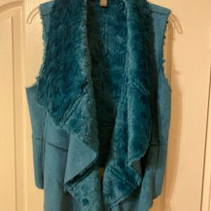 Teal Faux Fur Waterfall Vest